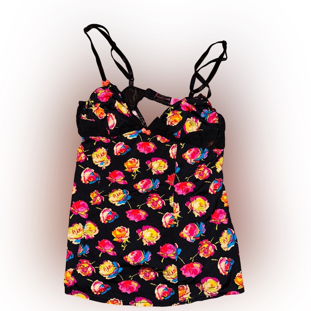 Betsey Johnson Intimates Camisole Top, S, Floral, Strappy